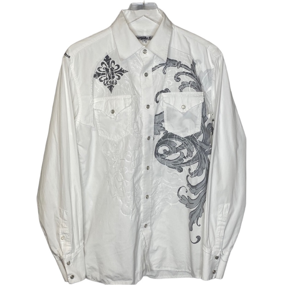 Manchester Embroidered Raw Edge Distressed Shirt